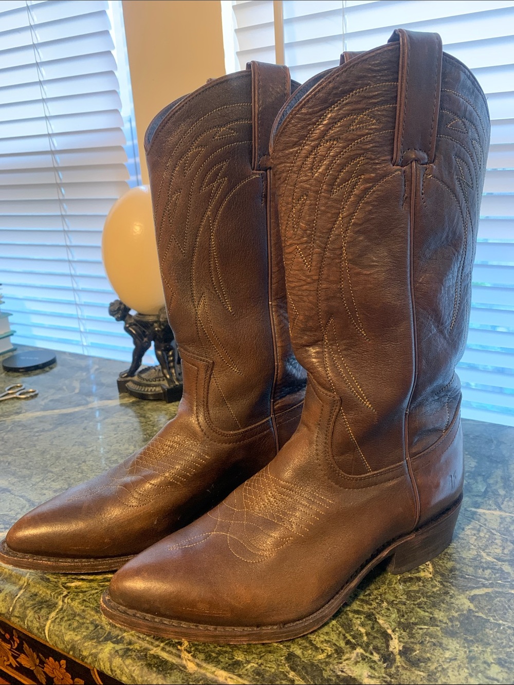 Frye Brown Leather Women's Western Heeled Boots Billy